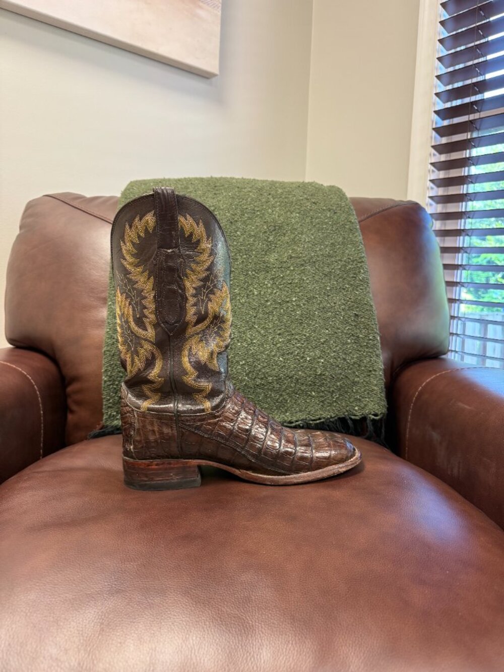 Lucchese CL8729 Men’s 8D Genuine Caiman Exotic Cowboy Boots Brown - Picture 5 of 16